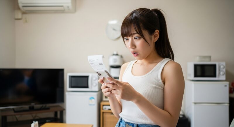 電気代の高さに驚く若い日本人女性